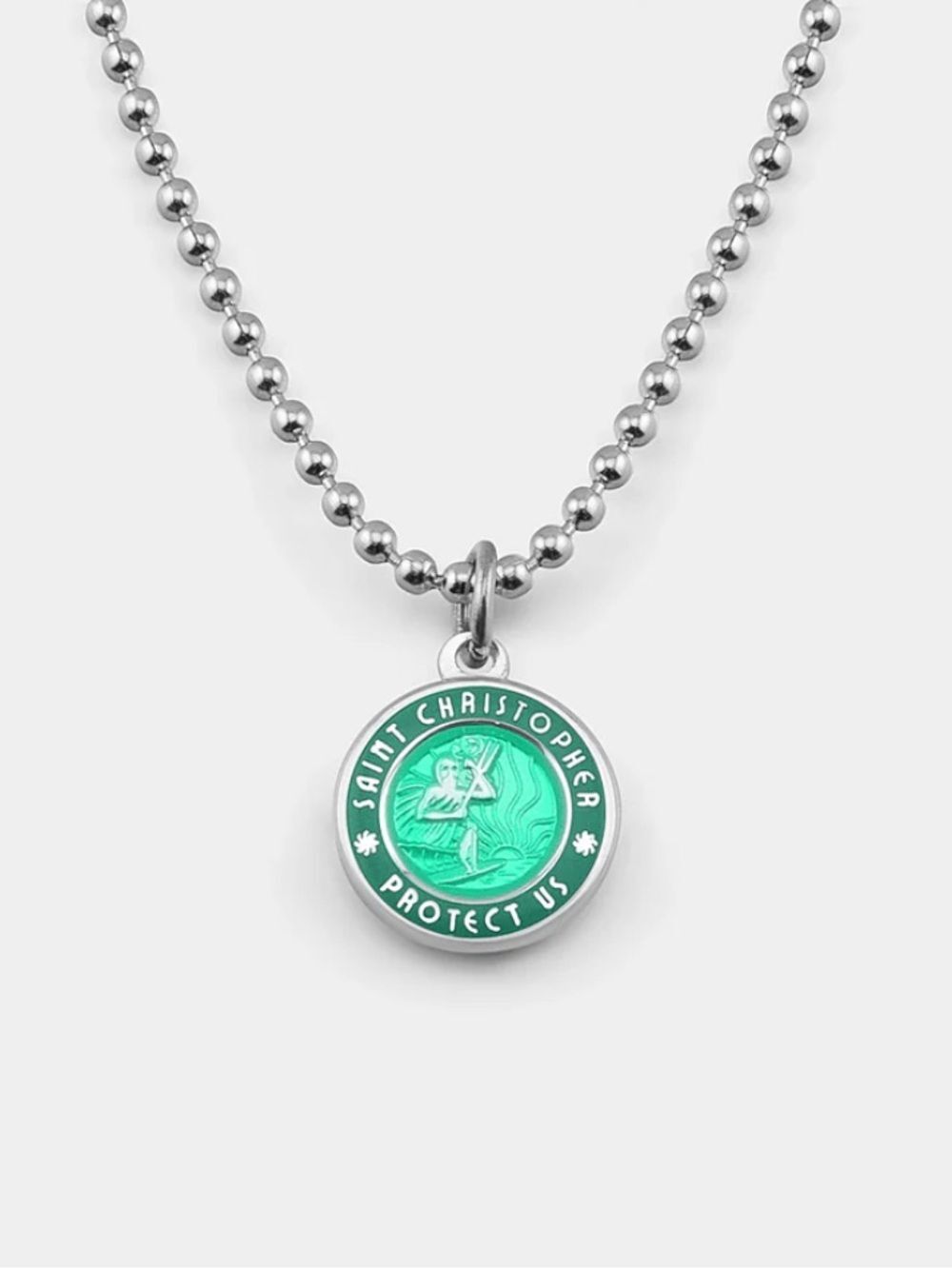 Saint Christopher Surf Necklace Size Small Teal and Green